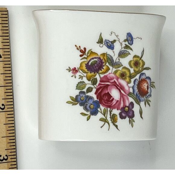 Royal Worcester Ceramic Cigarette Toothpick Holder Summer Rose Posy Vase 2.7" - Picture 3 of 5